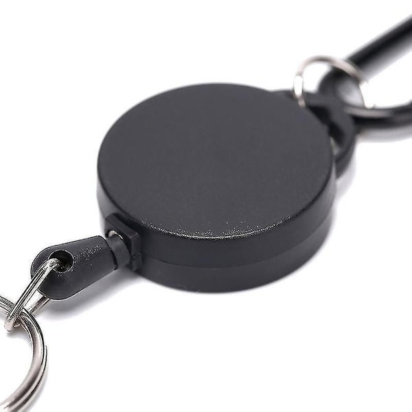 Black Retractable Key Chain Reel Steel Cord Recoil Belt Key Ring Badge Holder Carousel 5
