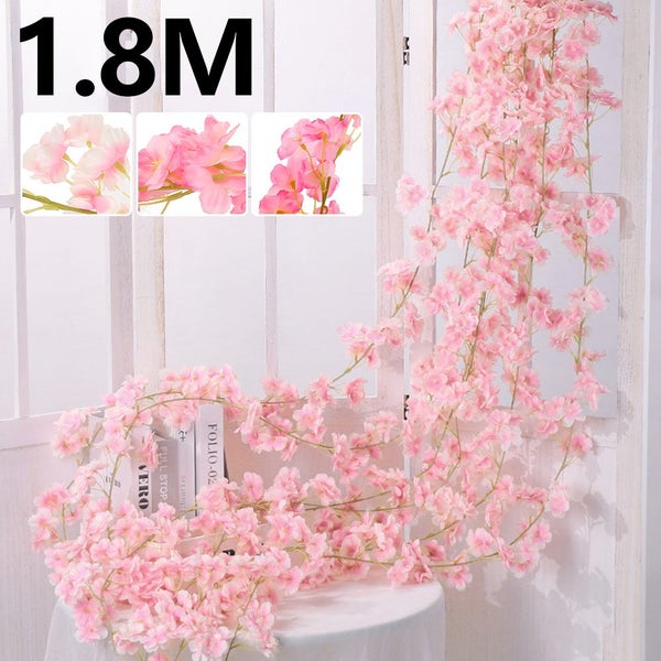 Artificial Flowers Cherry Blossom Vine 135 Flower Head Sakura Hanging Carousel 1