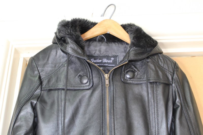 Women's Lambskin Hooded Leather Jacket Carousel 2