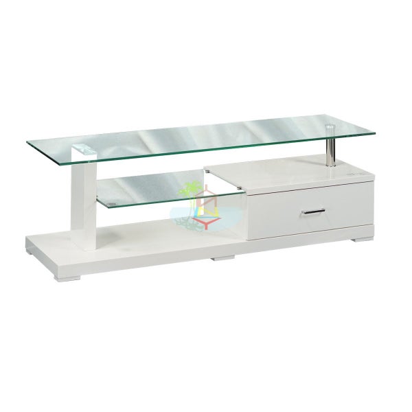 Clare# Glass Top High Gloss TV Unit | White color Carousel 1