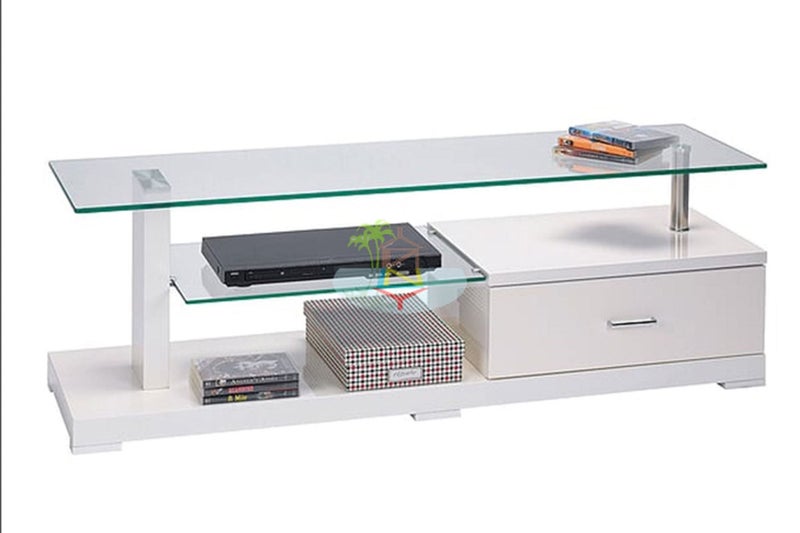 Clare# Glass Top High Gloss TV Unit | White color Carousel 2