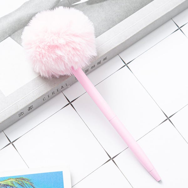 1Pc Cute Stationery Pompom Gel Pen Colorful Plush Pen School Office Carousel 6