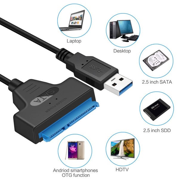 SATA to USB 3.0 / 2.0 Cable for 2.5 Inch External HDD SSD Hard Drive Carousel 7
