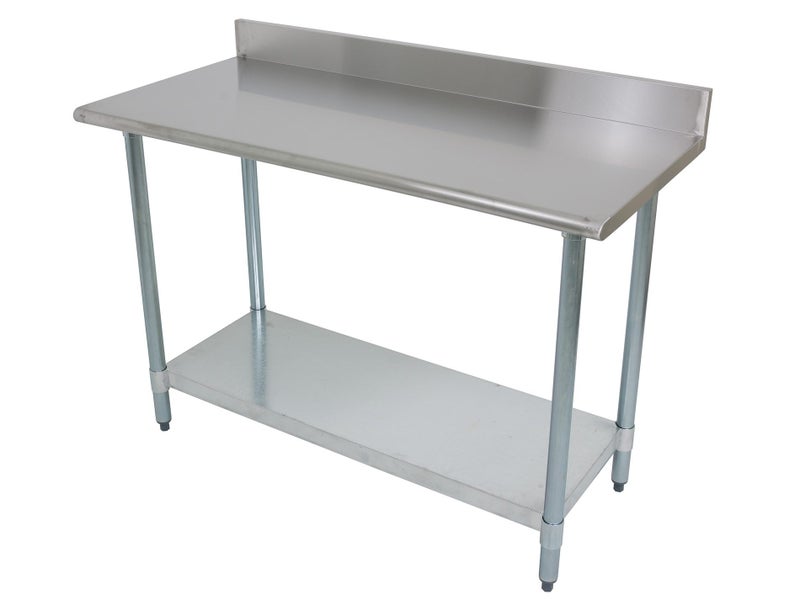 1.3m Stainless Steel Worktop Bench with Splashback & Lower Shelf Carousel 1