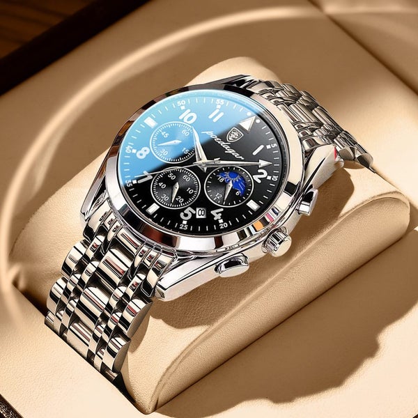 100% Original POEDAGAR Men Watches Stainless Steel Top Luxury Fashion Carousel 2