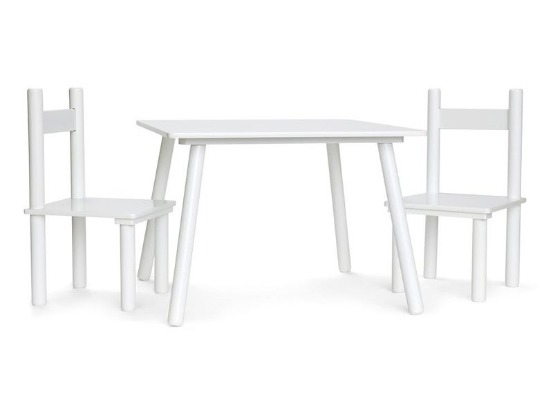 Kids Wooden Table & Chair Set - 3 Piece - White Carousel 1
