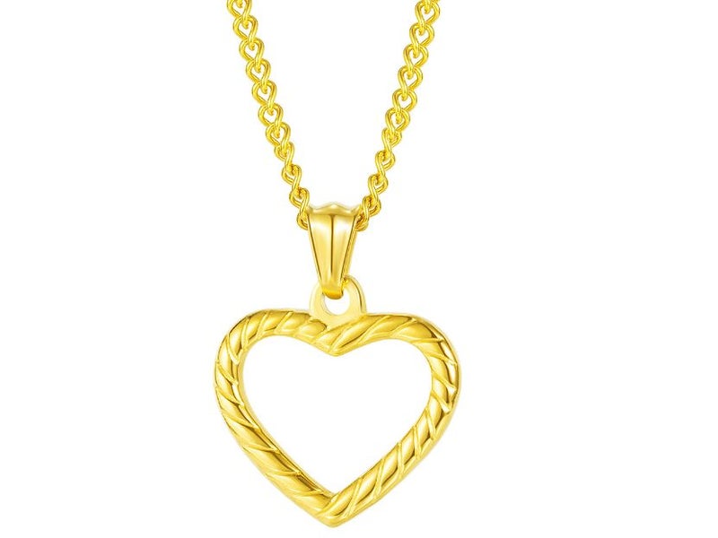Heart Design Stainless Steel Necklace Yellow Gold Color Carousel 1
