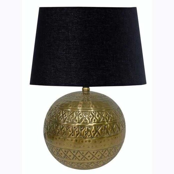 Antique Brass Table Lamp- Black Cotton Shade Carousel 1