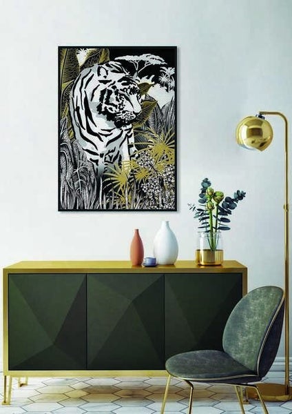 Framed Canvas Art - Golden Bengal Carousel 2