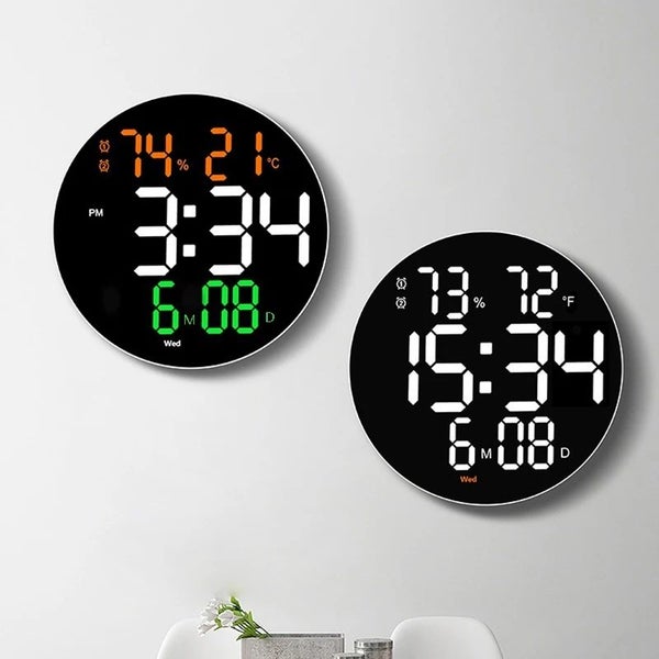 Office 10 Inch Big Digital LED Round Large Screen Silent Wall Clock Carousel 1