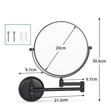 Wall Mounted 5X Magnifying Shaving Round Makeup Mirror (Black 20CM ) Carousel 6