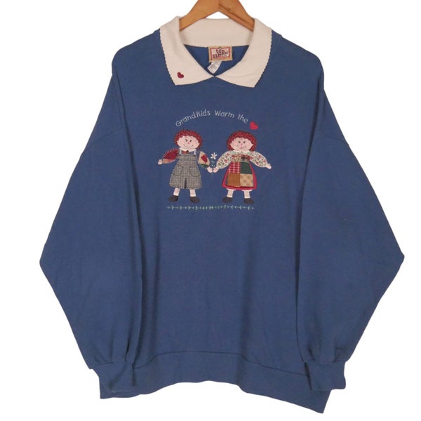 Vintage 90s Peter Pan Collar Embroidered Sweatshirt 18 Carousel 1