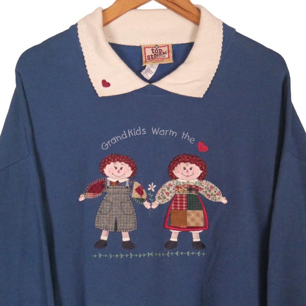 Vintage 90s Peter Pan Collar Embroidered Sweatshirt 18 Carousel 2