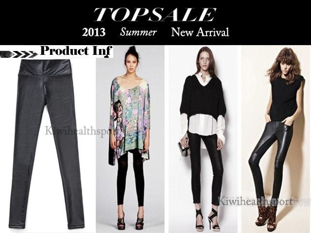 Black High Waist Leather Like Leggings,size L629851272012831125