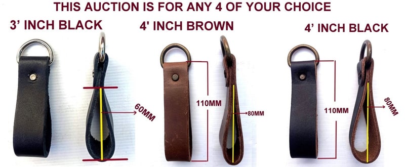 Tool Belt Suspender leather 3' OR 4"(Inch) loops X (4-Piece Set)(Brown or Black) Carousel 1