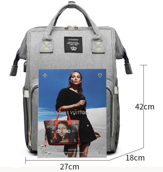 Large Capacity Diaper Bag Waterproof Backpack -Dark Grey Carousel 5
