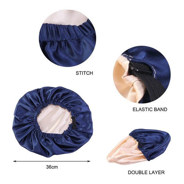 2Pcs Set Large Satin Bonnet Silk Night Sleeping Cap Long Satin Bonnet Carousel 7
