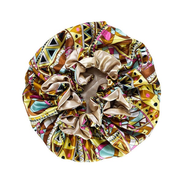 Women Satin Bonnet Cap Double Layer Slinky Big Bonnet for Lady Carousel 1