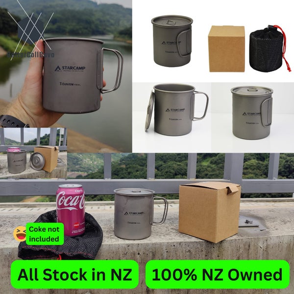 Titanium Mug Pot - 750ml - with handle & lid. Carousel 1