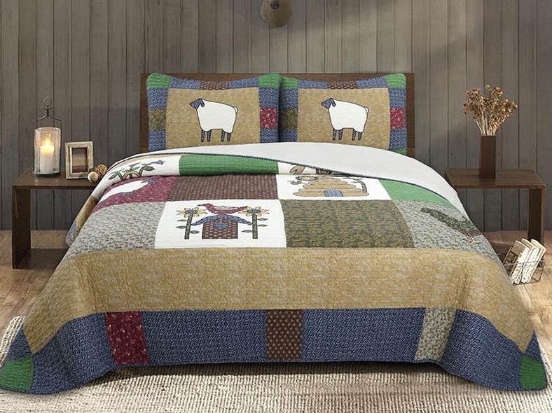 3PC Embroidered 100% Cotton Luxury Comforter Set - King Carousel 1