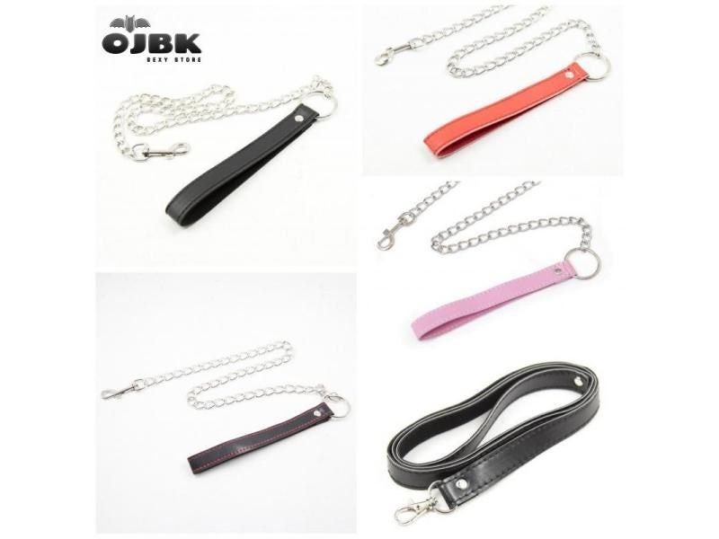 5 Color Sexy Toys SM Lead Chain Pu Leather Ring Steel Chain Sex Collar Leash Carousel 2