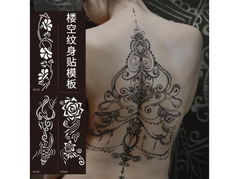 Tattoo Stencils For Temporary Tattoo Black PET Hollow Tattoo Templates Carousel 2