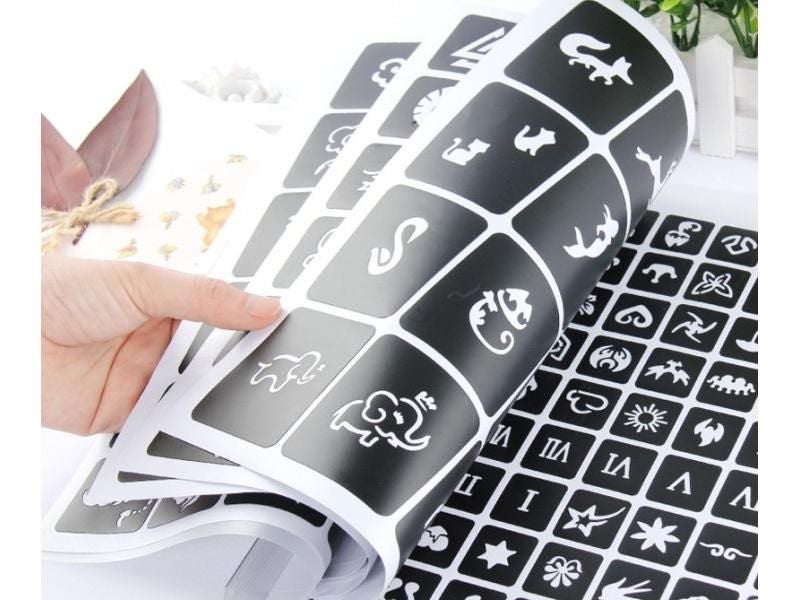 150pcs Tattoo Stencil Album Airbrush Henna Drawing Template Hollowed Out Inkjet Carousel 1
