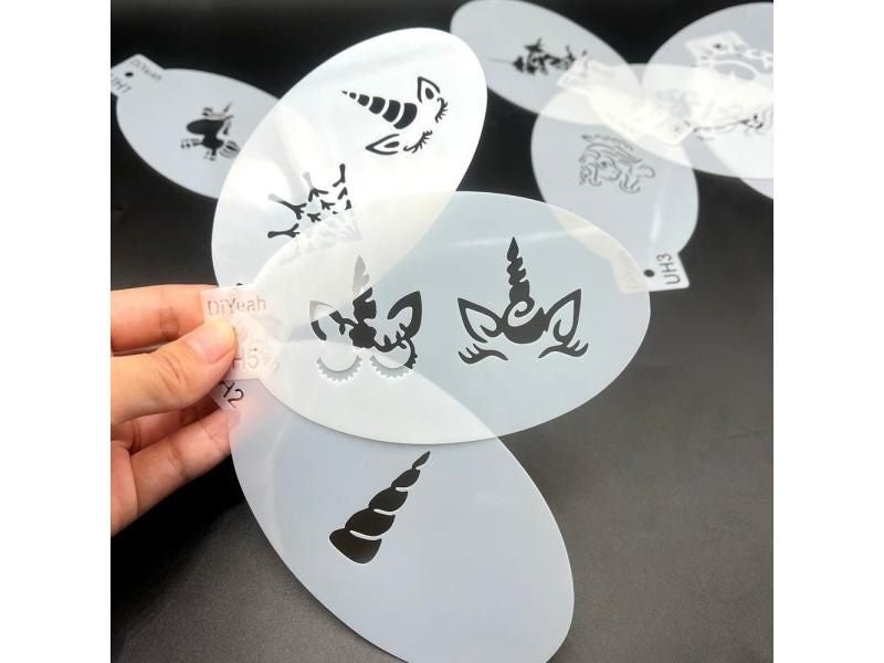 New Face Painting Stencils Templates For Body Art Dolphin Tractor Car Airplane Carousel 2
