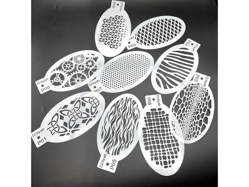 9PCS Body Painting Stencils Zebra Stripes Jungle Turtle Skin Snow Effect Carousel 1