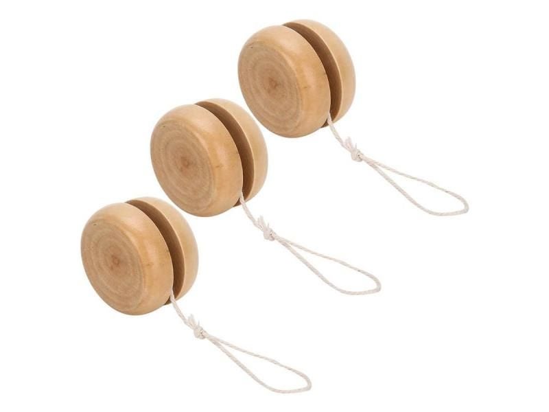3Pcs Wooden Yoyo Toy Color Mini Round DIY Baby Yoyo Ball Hand-Made Crafts Log Carousel 1