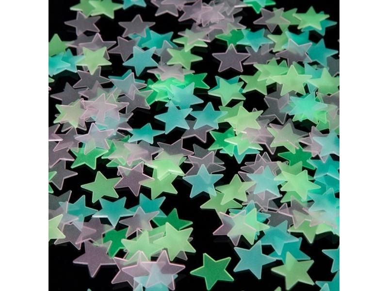 100pcs/bag 3cm Luminous Star Stickers Bedroom Sofa Fluorescent Painting Toy PVC Carousel 1