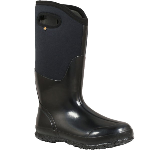BOGS Womens Classic Shiny Tall Waterproof Wellington Boots Wellies - Black Carousel 1