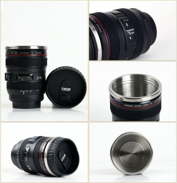 Brand New 24-105mm Stainless Lens Thermos Camera Travel Coffee Tea Mug Cup Carousel 2