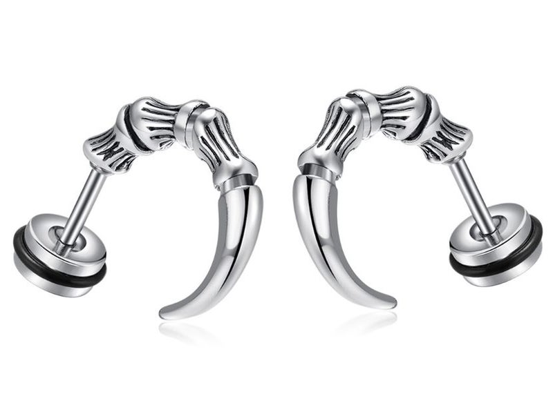 Birds' Talons Studs Stainless Steel Earrings Punk Style Personalized Design Carousel 1