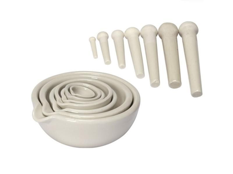 1PCS Lab Porcelain Mortar Pestle Set 60mm 160mm White Mixing Bowl Carousel 2