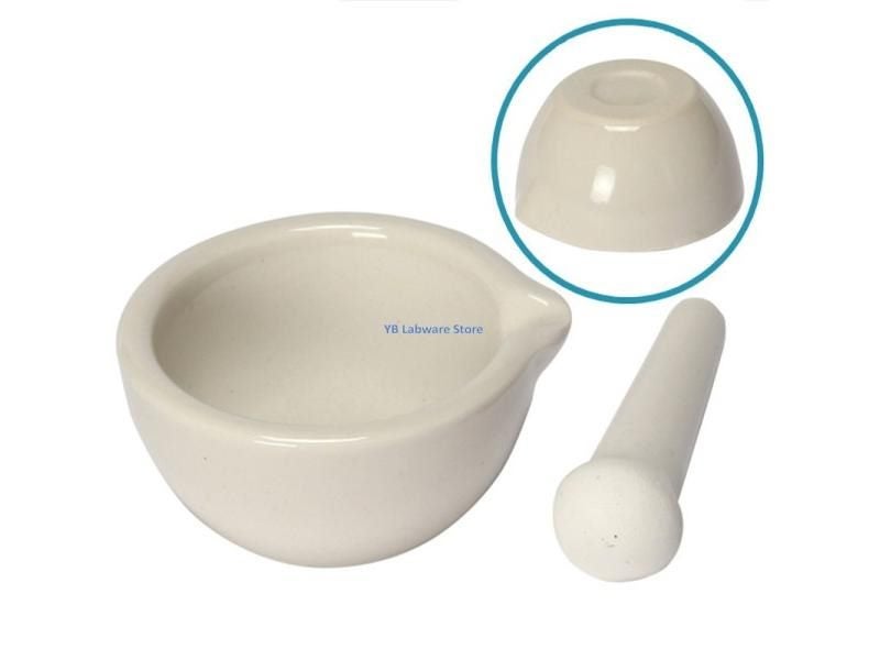 1PCS Lab Porcelain Mortar Pestle Set 60mm 160mm White Mixing Bowl Carousel 1
