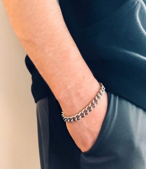 Men's Titanium Steel Minimalist 7MM Link Chain Bracelet Carousel 2