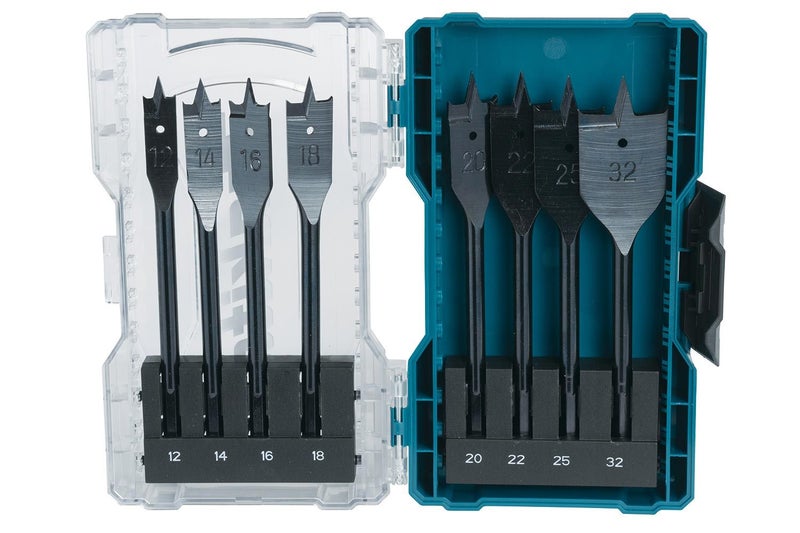 Makita 1/4" Hex Shank Flat Wood Spade Bits Set 8pc Carousel 1