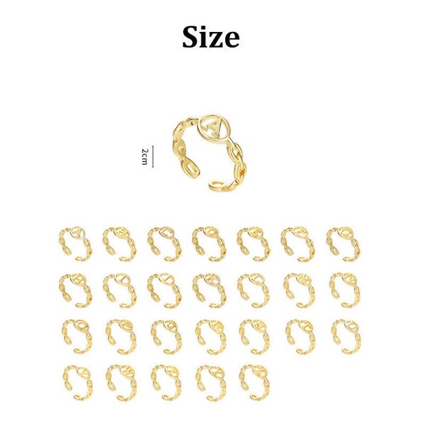 Letter Chain Rings Adjustable Opening Rings for Women Girls -Z Carousel 2