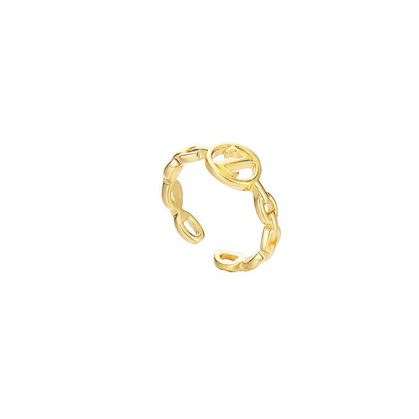 Letter Chain Rings Adjustable Opening Rings for Women Girls -Z Carousel 1