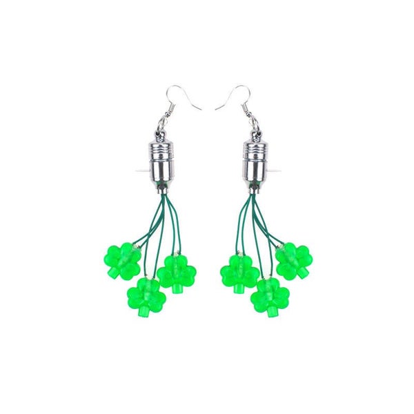 St. Patricks Day Light Up LED Shamrock Earrings Carousel 1