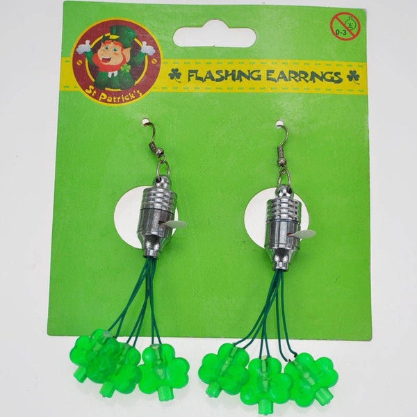 St. Patricks Day Light Up LED Shamrock Earrings Carousel 4