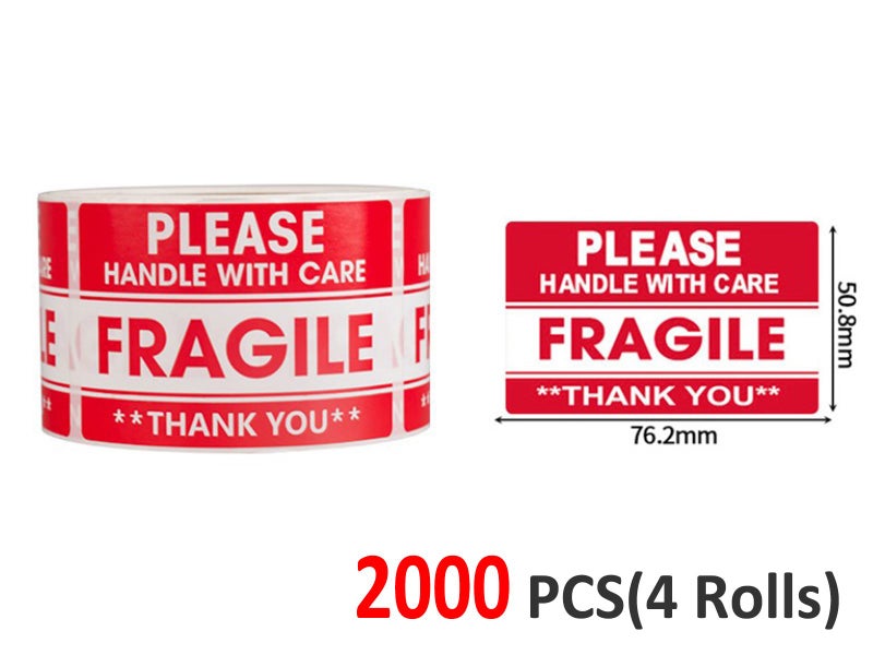 2000Pcs Fragile Stickers Warning Shipping Label Stickers Roll (B01)629604588174111115