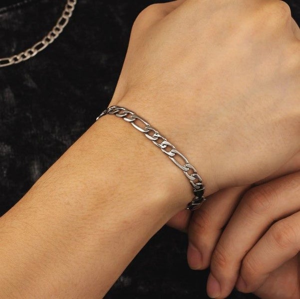 Men's Titanium Steel Figaro Link Chain Bracelet Carousel 2