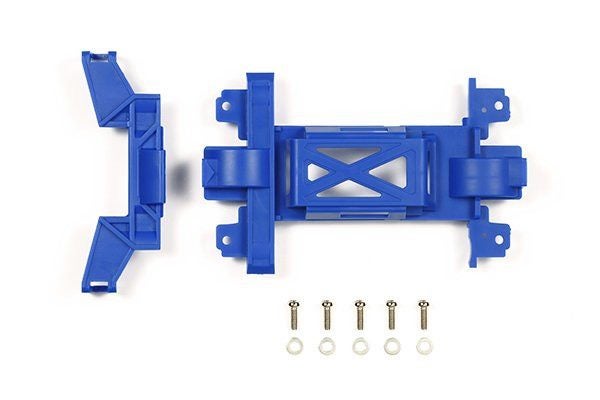 Tamiya - JR Reinforced Gear Cover Blue Mini 4WD Station MS Chassis [95392] Carousel 1