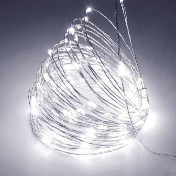 20m Plug In Silver Wire Seed Fairy Lights - Cool White Carousel 2