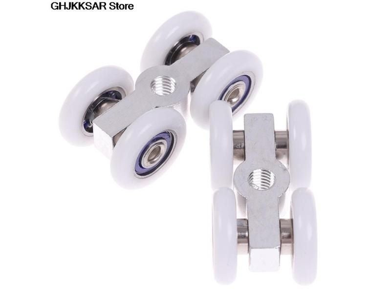 2Pcs Shower Room Aluminum Four-wheel Hanging Pulley Roller For Bathroom Glass Carousel 1