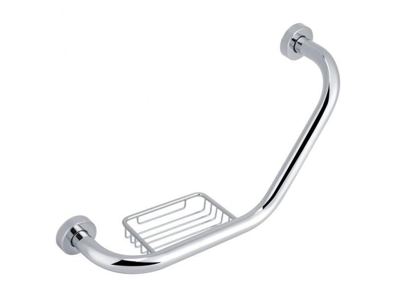Stainless Steel Bathroom Grab Bar W/ Soap Holder Bathtub Arm Safety Handle Bath Carousel 1