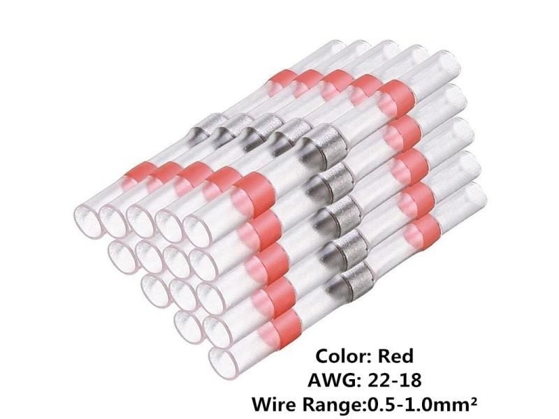 50PCS Heat Shrinkable Wire Connectors SST21 AWG22 18 Butt Splice Tinned Seal Carousel 1