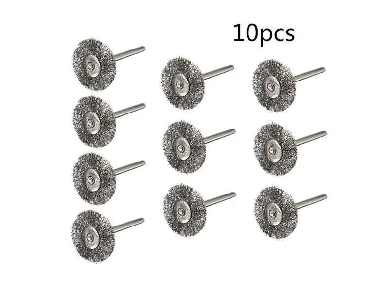 10pcs/set 22mm Stainless Steel Wire Wheel Brush Dremel Rotary Tool For Mini Carousel 1